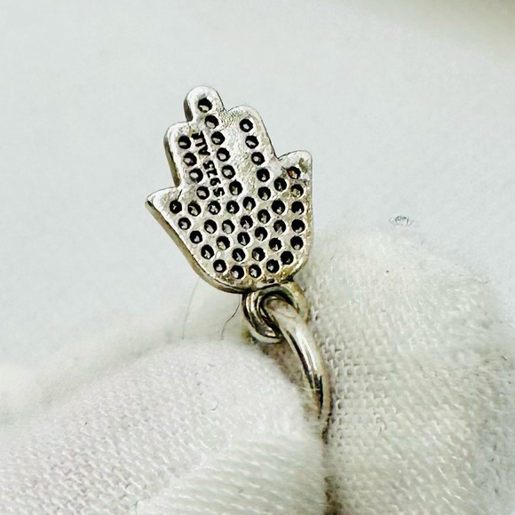 EUC Pandora 791307CZ Sterling Silver Symbol of Protection Hamsa Hand Dangle Bead - Picture 12 of 14